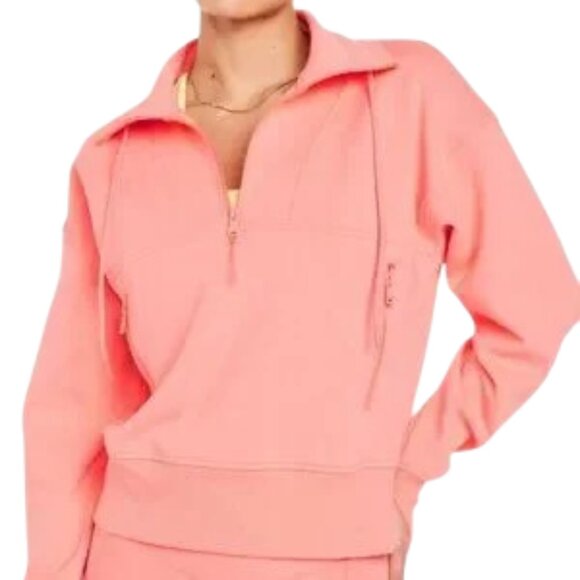 Old Navy Active Dynamic Fleece Coral Pink Half-Zip Sweatshirt Size XXL - Picture 1 of 10